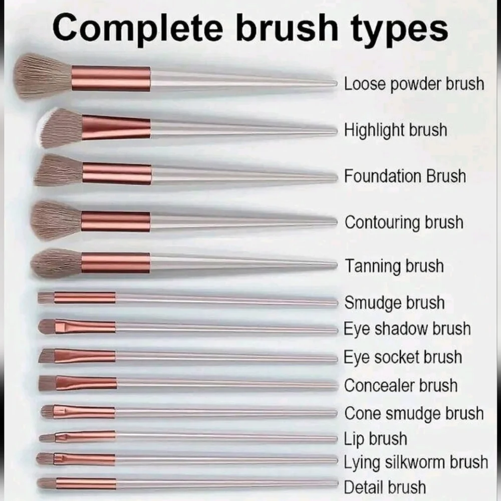 13 Pcs Makeup Brushes with Small Pouch NWT Mauve Tan Purple color